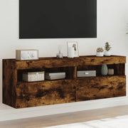 Tv-wandmeubels met LED 2 st 60x30x40 cm gerookt eiken