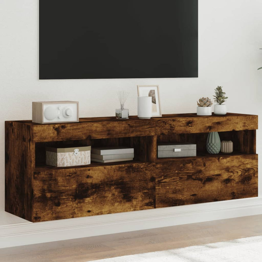 Tv-Wandmeubels Met Led 2 St 60X30X40 Cm Gerookt Eikenkleurig