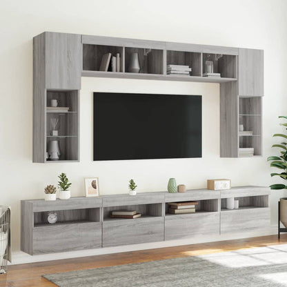 Tv-Wandmeubel Met Led-Verlichting 60X30X40 Cm Grijs Sonoma