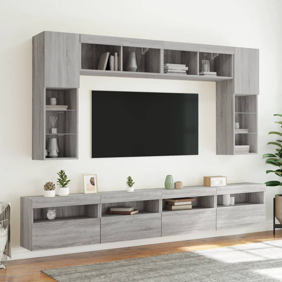 Tv-Wandmeubel Met Led-Verlichting 60X30X40 Cm Grijs Sonoma