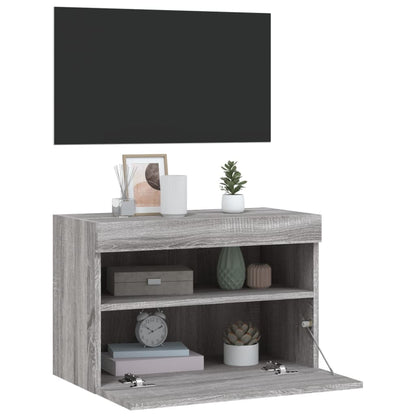 Tv-Wandmeubel Met Led-Verlichting 60X30X40 Cm Grijs Sonoma
