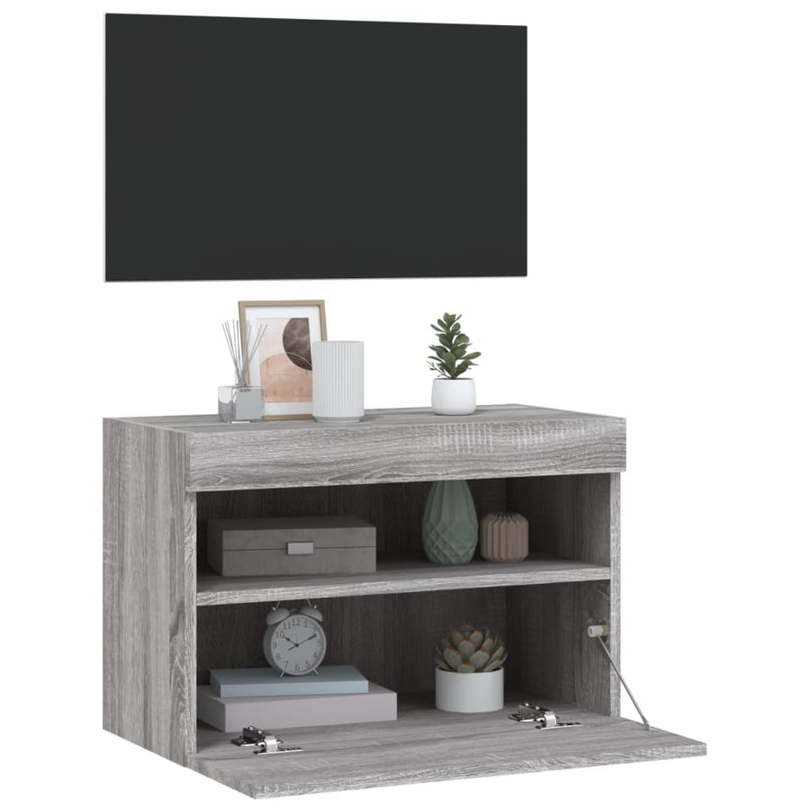 Tv-Wandmeubel Met Led-Verlichting 60X30X40 Cm Grijs Sonoma