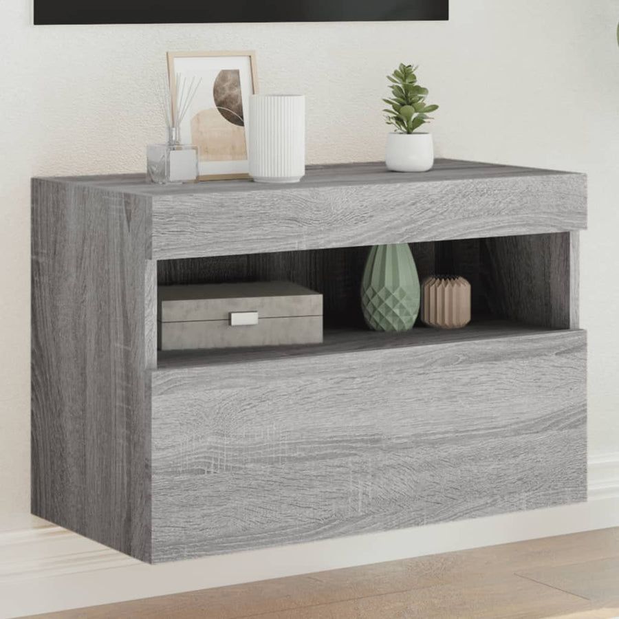 Tv-Wandmeubel Met Led-Verlichting 60X30X40 Cm Grijs Sonoma