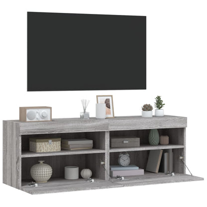 Tv-Wandmeubels Met Led 2 St 60X30X40 Cm Grijs Sonoma Eiken