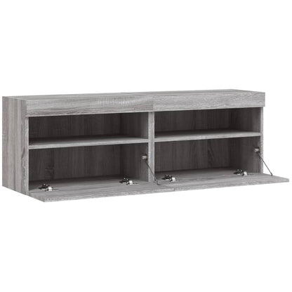 Tv-Wandmeubels Met Led 2 St 60X30X40 Cm Grijs Sonoma Eiken