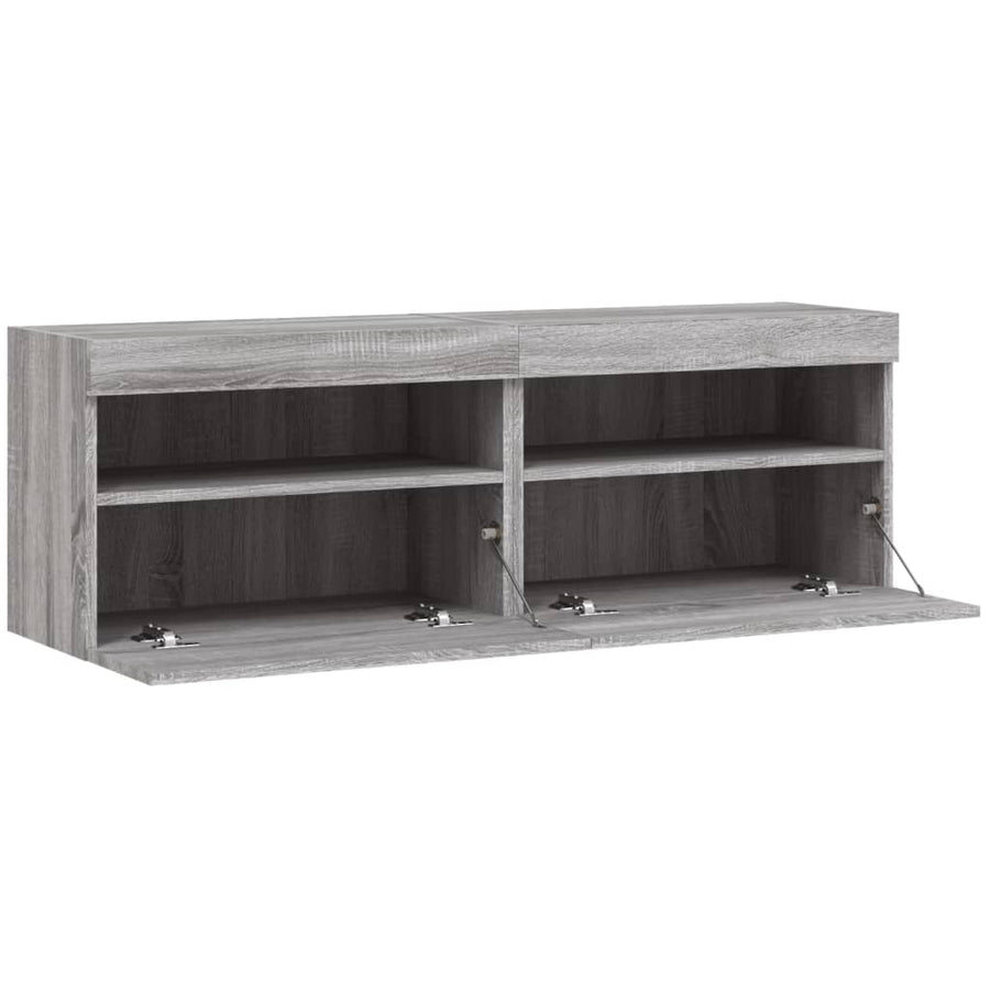 Tv-Wandmeubels Met Led 2 St 60X30X40 Cm Grijs Sonoma Eiken