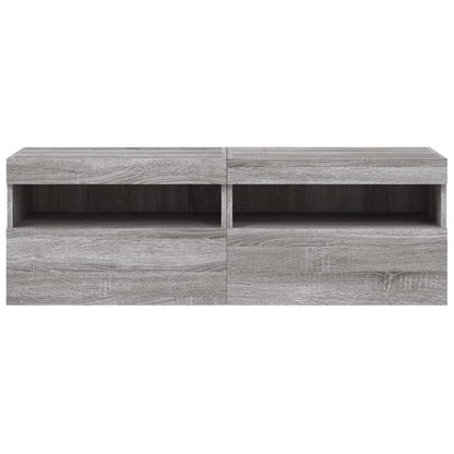 Tv-Wandmeubels Met Led 2 St 60X30X40 Cm Grijs Sonoma Eiken