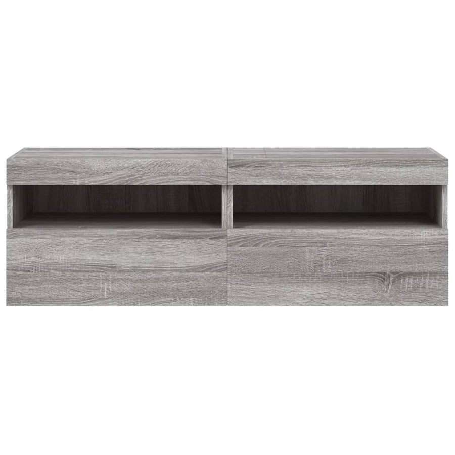 Tv-Wandmeubels Met Led 2 St 60X30X40 Cm Grijs Sonoma Eiken