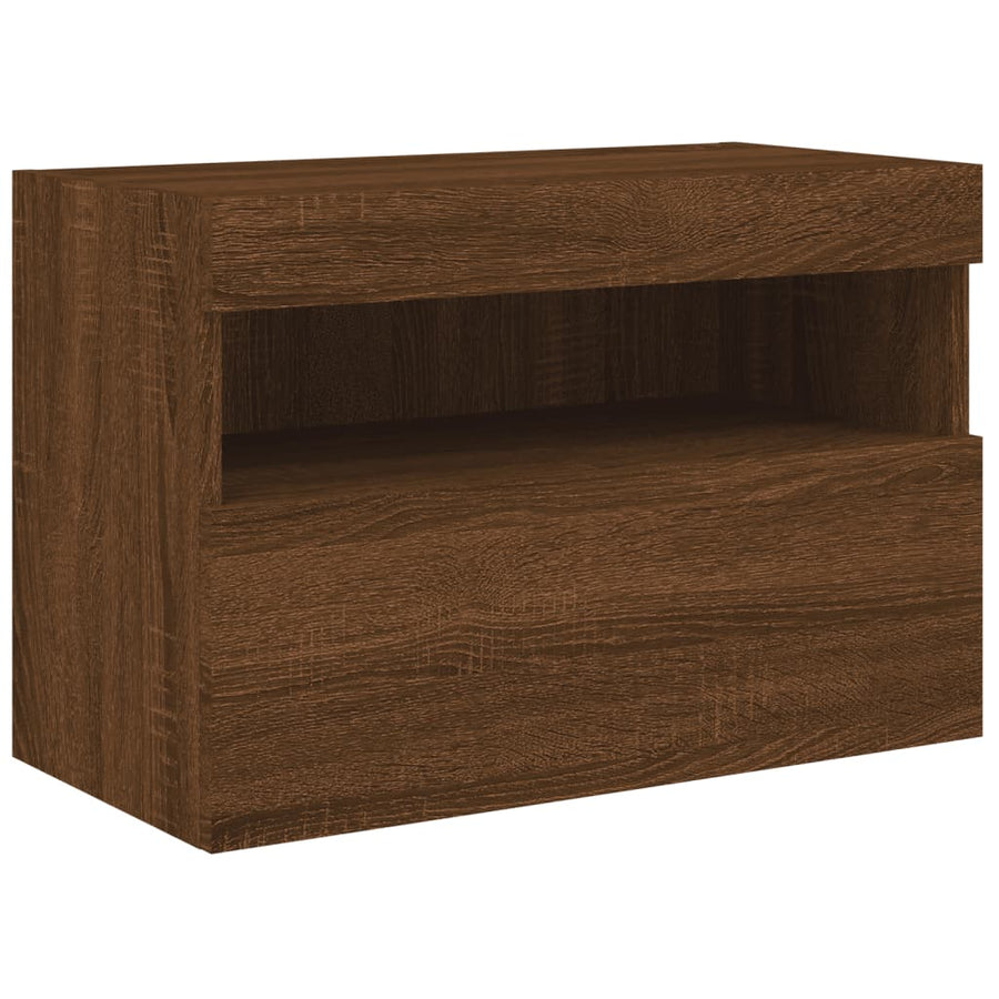 Tv-Wandmeubel Met Led-Verlichting 60X30X40 Cm Bruineikenkleurig