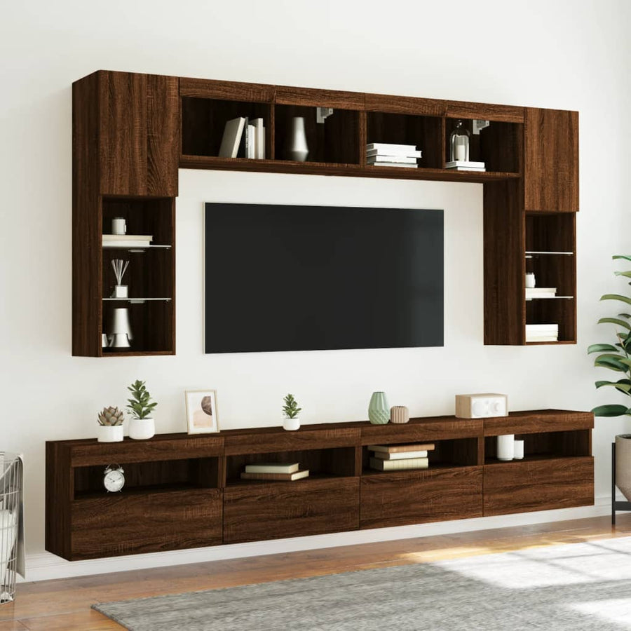 Tv-Wandmeubel Met Led-Verlichting 60X30X40 Cm Bruineikenkleurig
