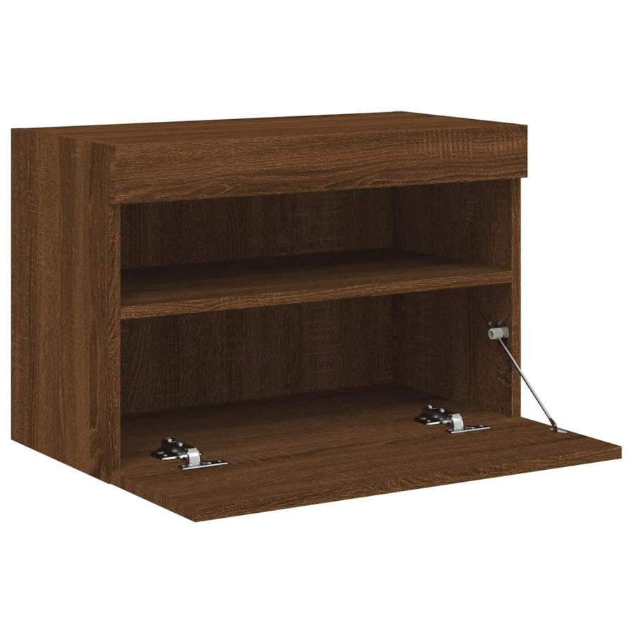 Tv-Wandmeubel Met Led-Verlichting 60X30X40 Cm Bruineikenkleurig