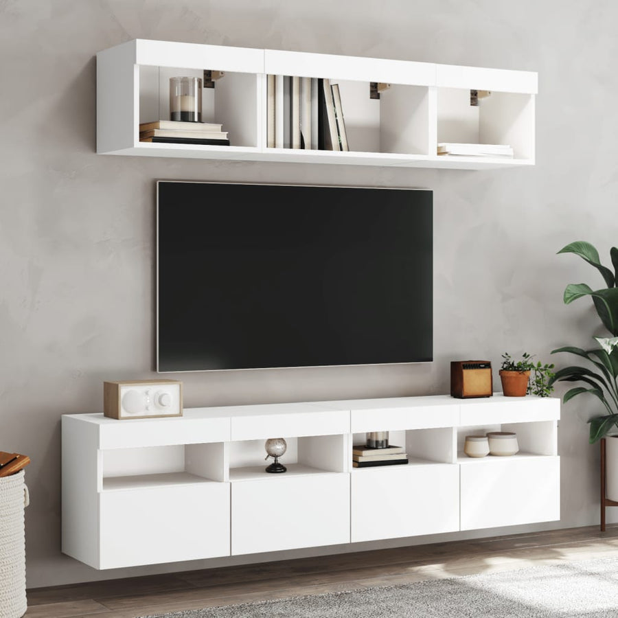 Tv-Wandmeubel Met Led-Verlichting 80X30X40 Cm Wit