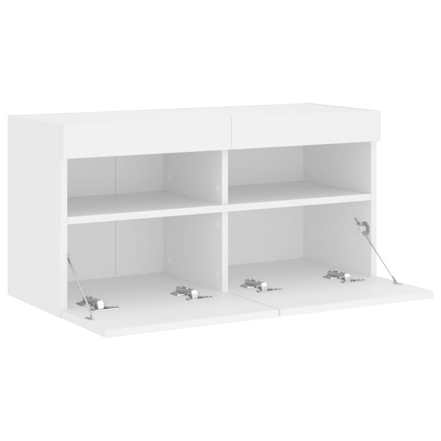 Tv-Wandmeubel Met Led-Verlichting 80X30X40 Cm Wit