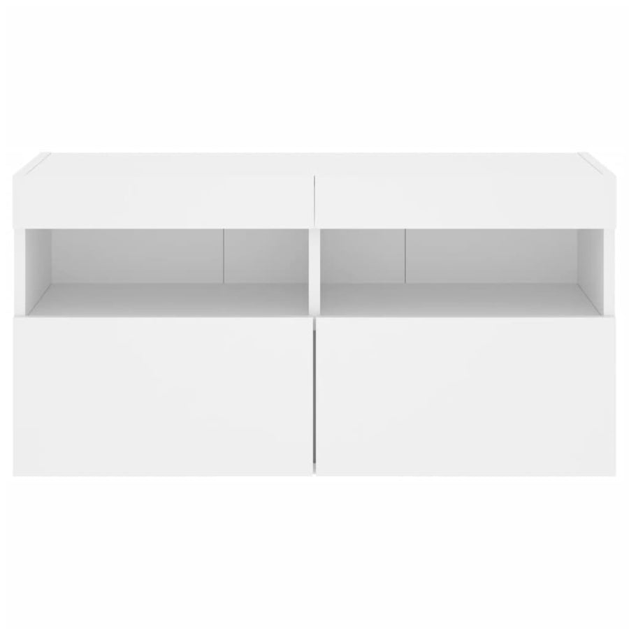 Tv-Wandmeubel Met Led-Verlichting 80X30X40 Cm Wit