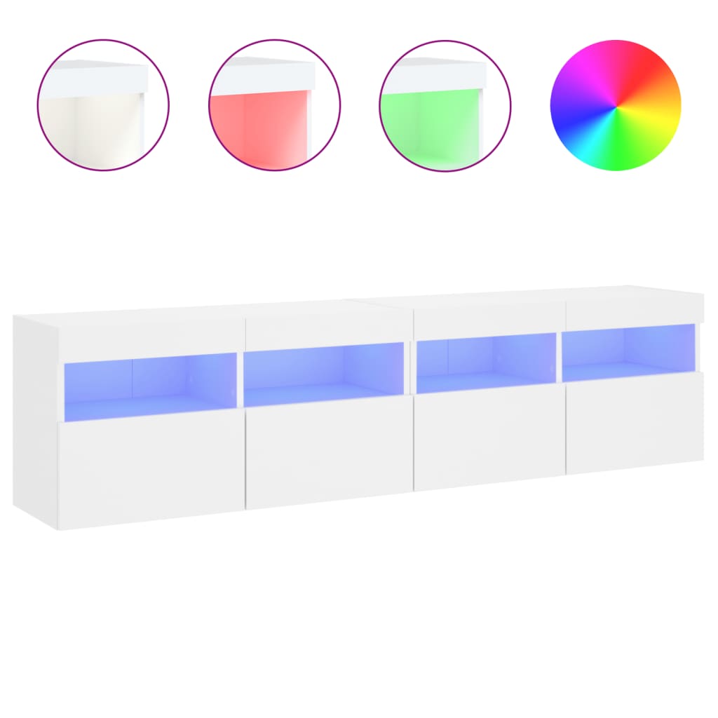 Tv-Wandmeubels Met Led-Verlichting 2 St 80X30X40 Cm Wit