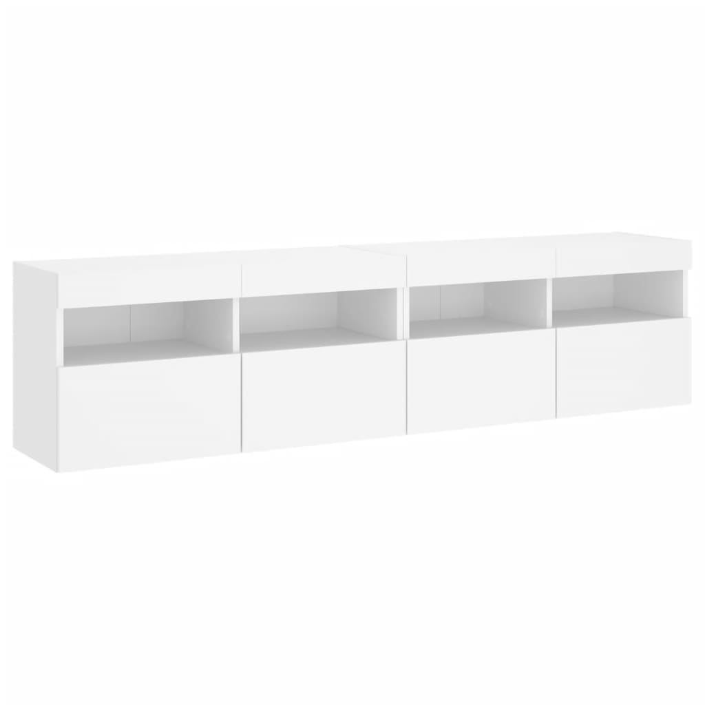 Tv-Wandmeubels Met Led-Verlichting 2 St 80X30X40 Cm Wit