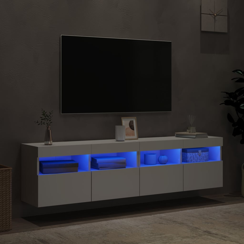 Tv-Wandmeubels Met Led-Verlichting 2 St 80X30X40 Cm Wit