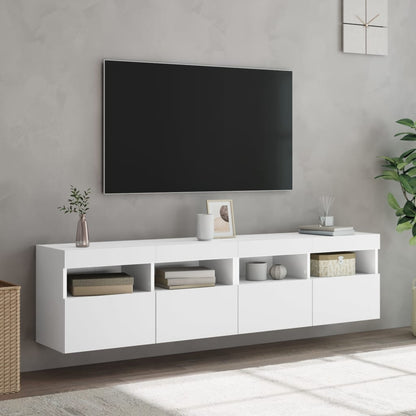 Tv-Wandmeubels Met Led-Verlichting 2 St 80X30X40 Cm Wit