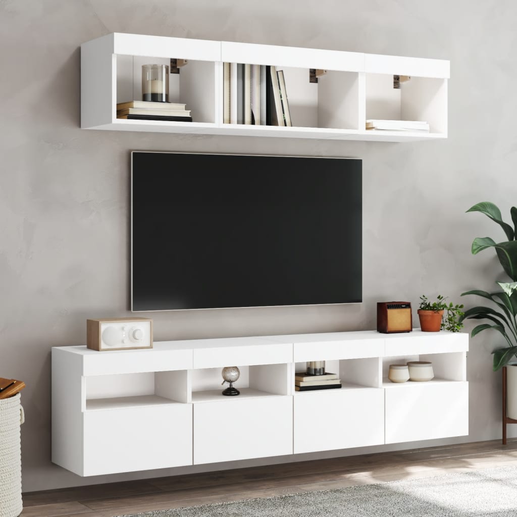Tv-Wandmeubels Met Led-Verlichting 2 St 80X30X40 Cm Wit