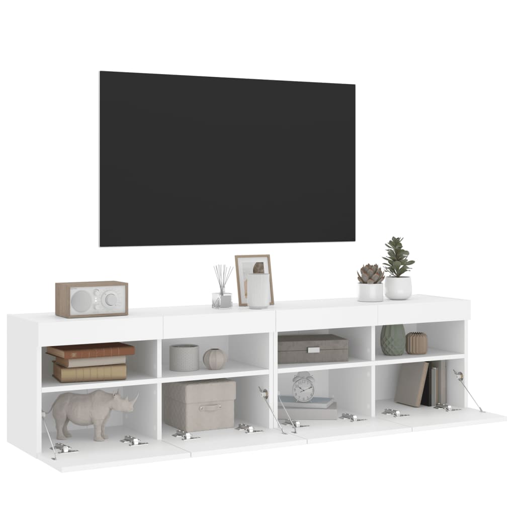 Tv-Wandmeubels Met Led-Verlichting 2 St 80X30X40 Cm Wit