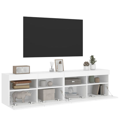 Tv-Wandmeubels Met Led-Verlichting 2 St 80X30X40 Cm Wit
