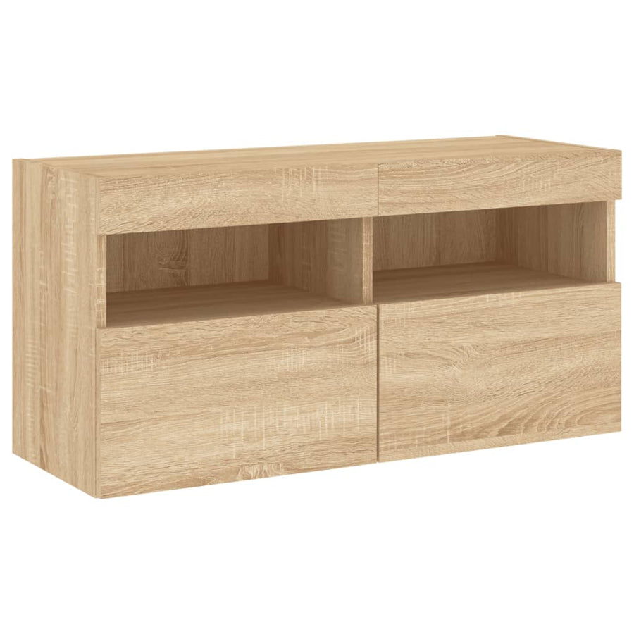 Tv-Wandmeubel Met Led-Verlichting 80X30X40 Cm Sonoma Eikenkleur