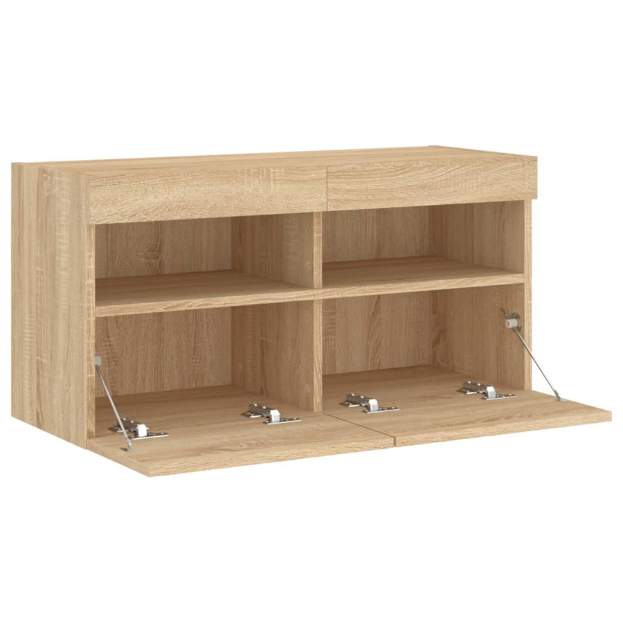 Tv-Wandmeubel Met Led-Verlichting 80X30X40 Cm Sonoma Eikenkleur