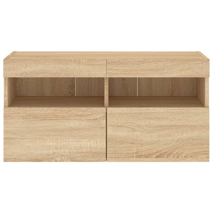 Tv-Wandmeubel Met Led-Verlichting 80X30X40 Cm Sonoma Eikenkleur