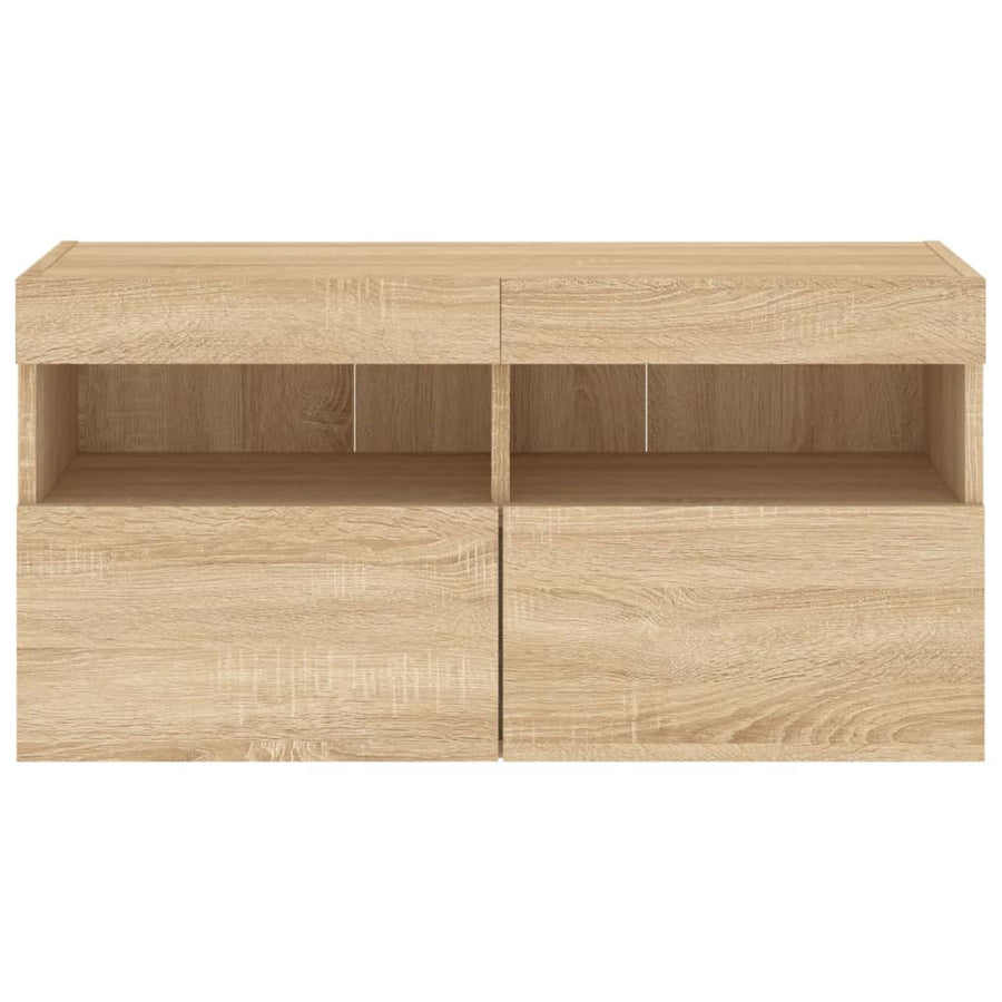 Tv-Wandmeubel Met Led-Verlichting 80X30X40 Cm Sonoma Eikenkleur