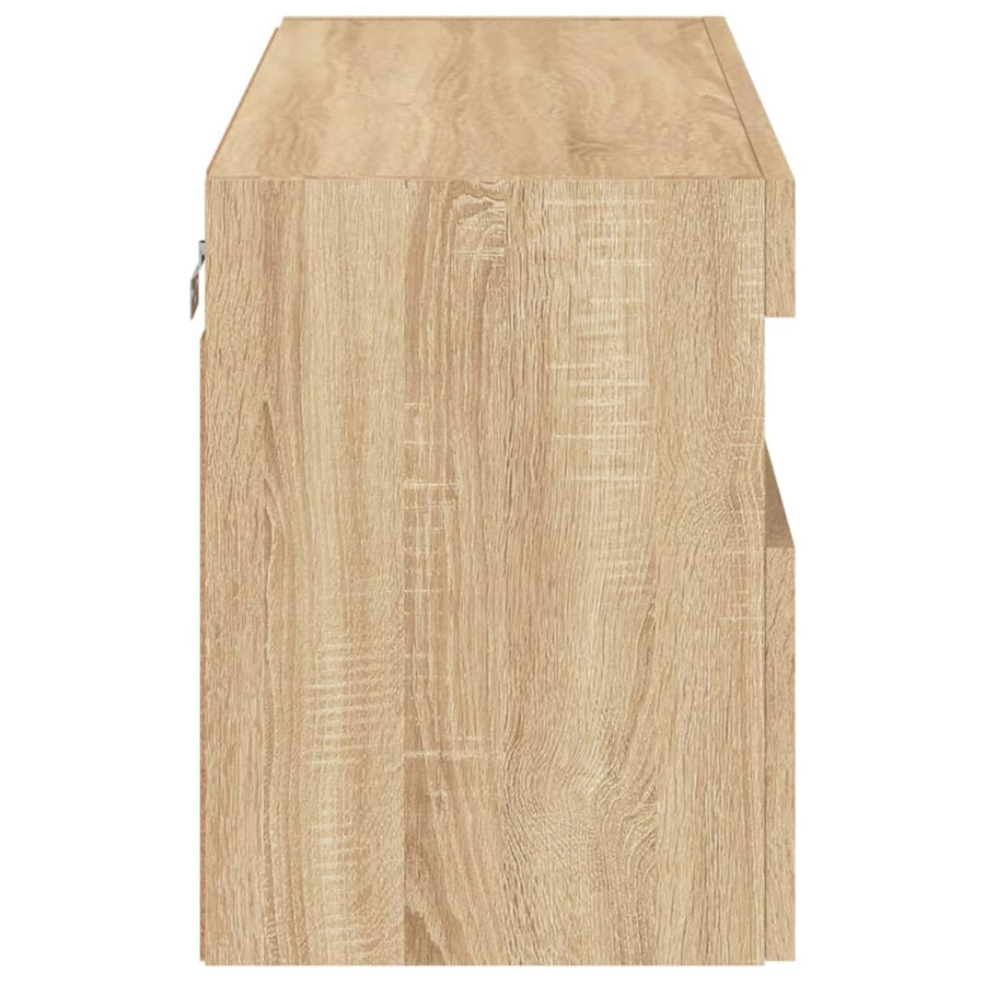 Tv-Wandmeubel Met Led-Verlichting 80X30X40 Cm Sonoma Eikenkleur