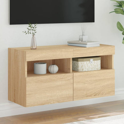 Tv-Wandmeubel Met Led-Verlichting 80X30X40 Cm Sonoma Eikenkleur