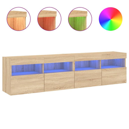 Tv-Wandmeubels Met Led 2 St 80X30X40 Cm Sonoma Eikenkleurig