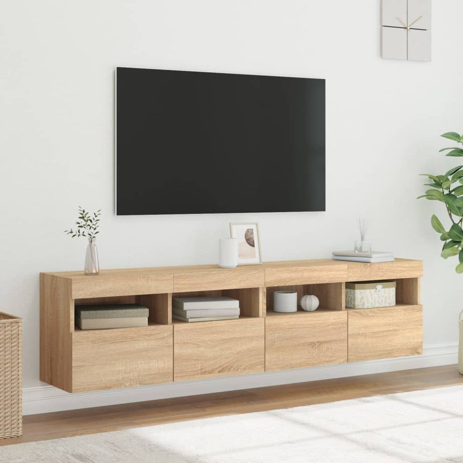 Tv-Wandmeubels Met Led 2 St 80X30X40 Cm Sonoma Eikenkleurig