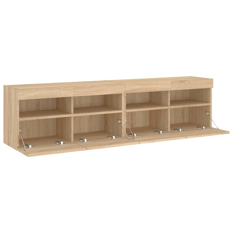 Tv-Wandmeubels Met Led 2 St 80X30X40 Cm Sonoma Eikenkleurig