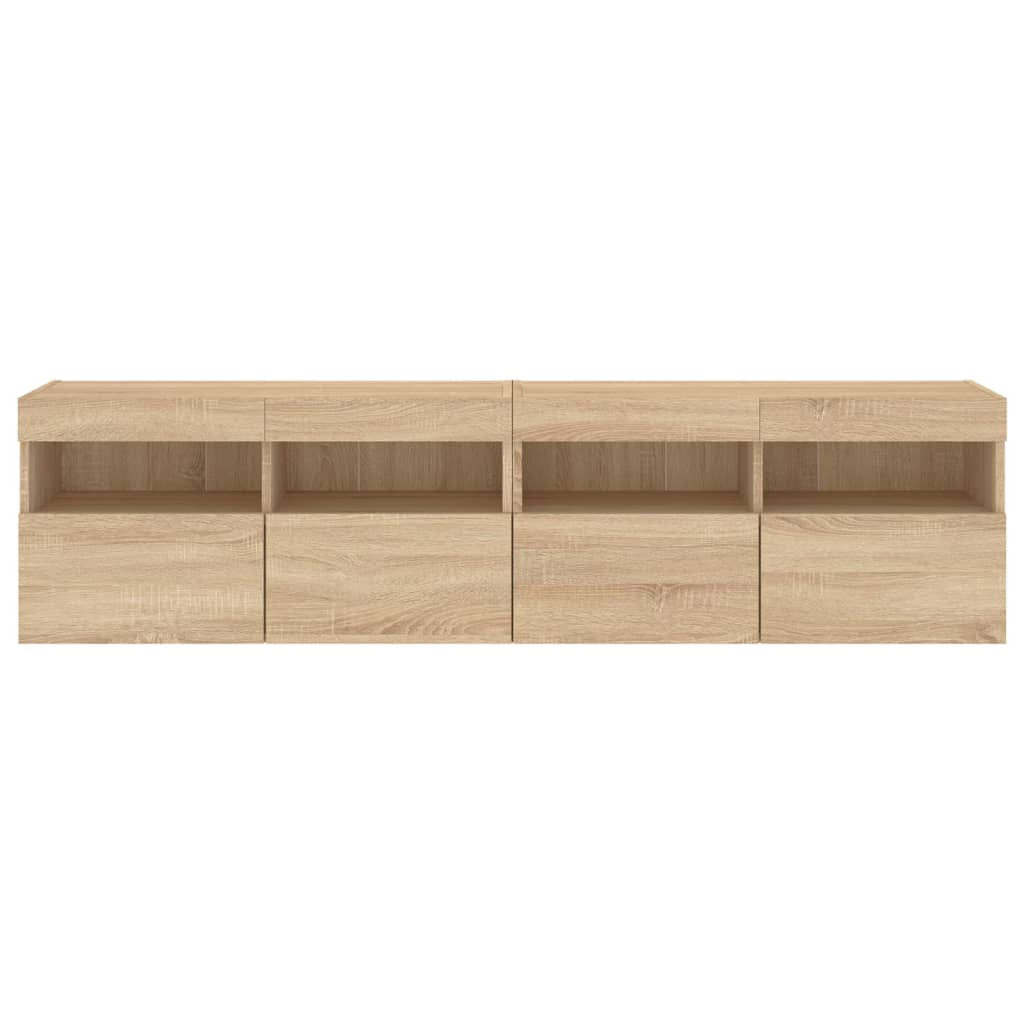 Tv-Wandmeubels Met Led 2 St 80X30X40 Cm Sonoma Eikenkleurig