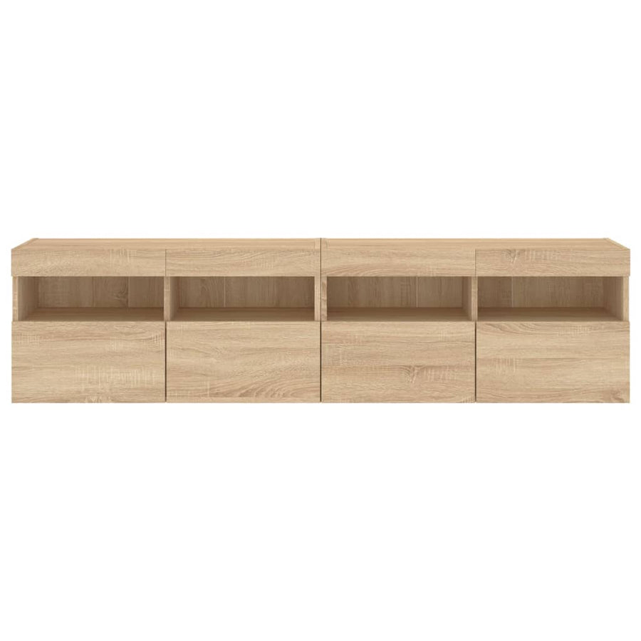 Tv-Wandmeubels Met Led 2 St 80X30X40 Cm Sonoma Eikenkleurig