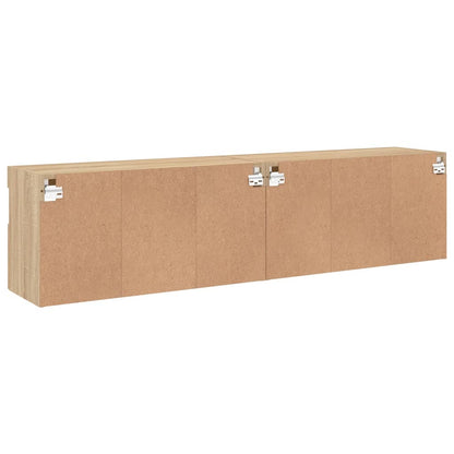 Tv-Wandmeubels Met Led 2 St 80X30X40 Cm Sonoma Eikenkleurig