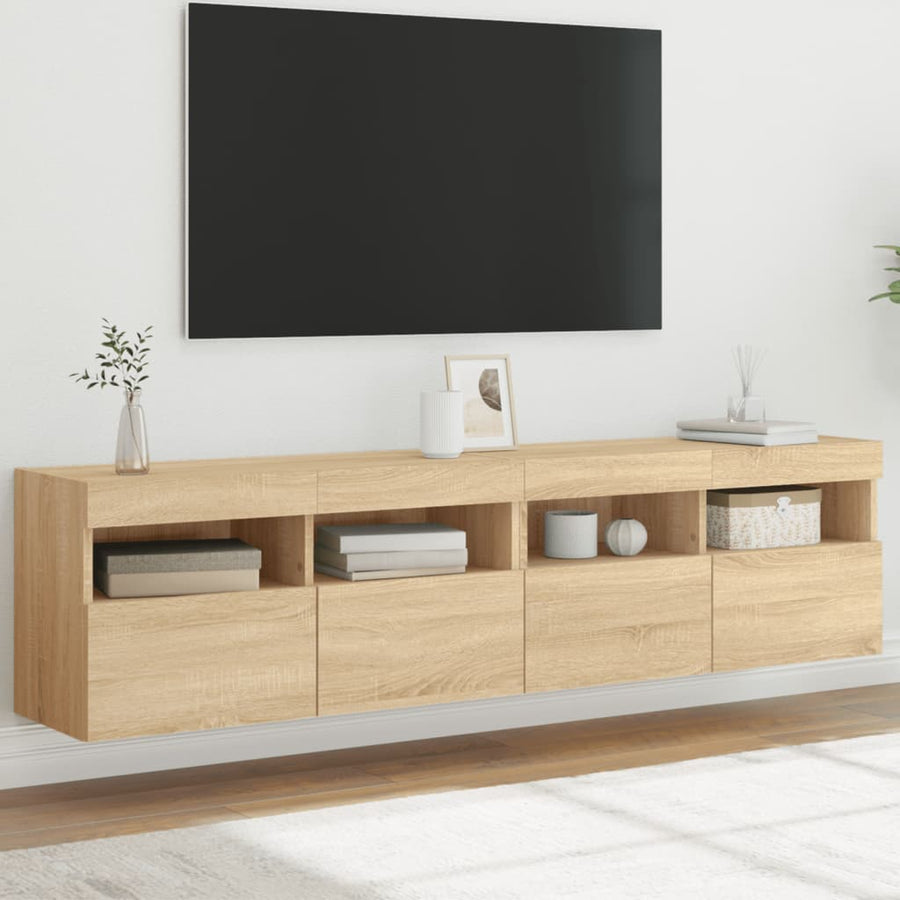 Tv-Wandmeubels Met Led 2 St 80X30X40 Cm Sonoma Eikenkleurig