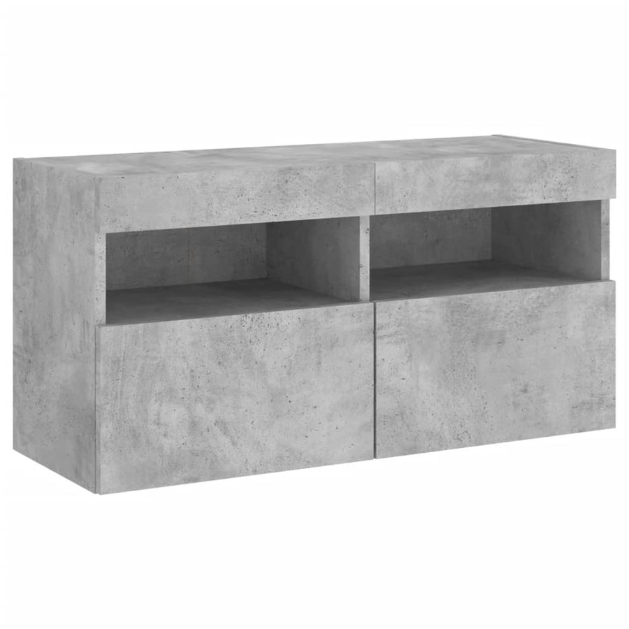 Tv-Wandmeubel Met Led-Verlichting 80X30X40 Cm Betongrijs