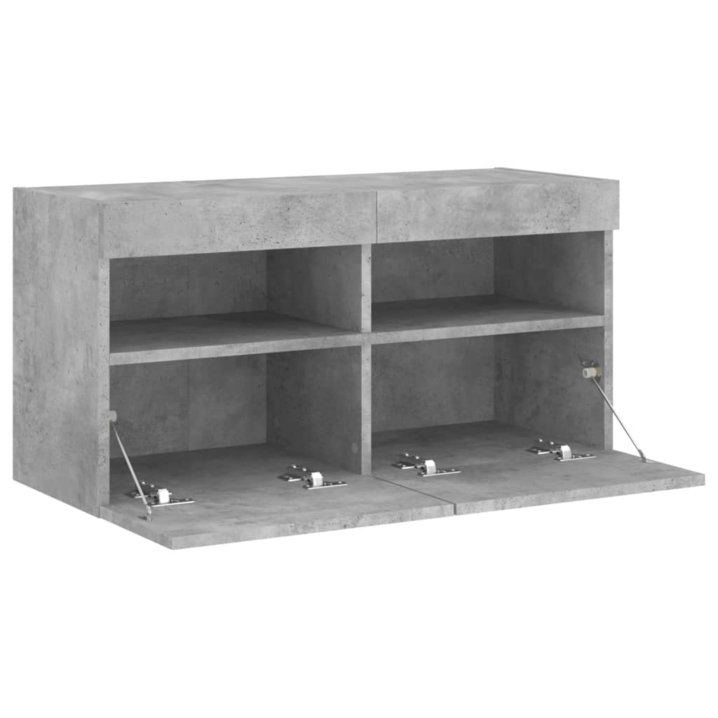 Tv-Wandmeubel Met Led-Verlichting 80X30X40 Cm Betongrijs
