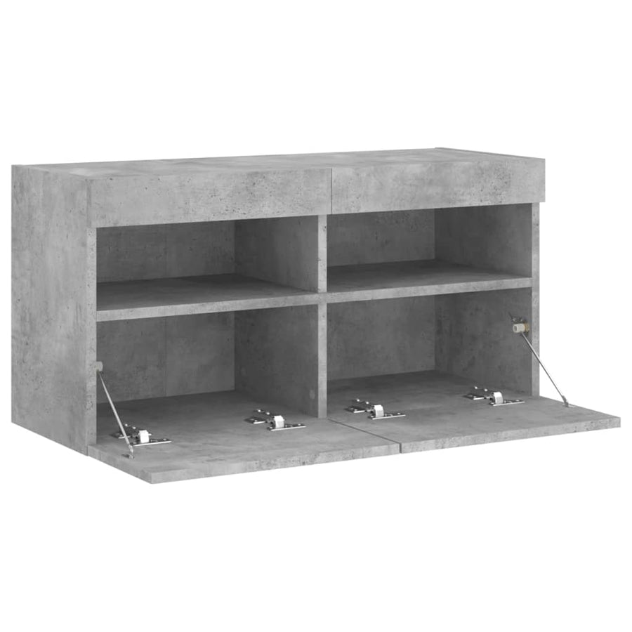 Tv-Wandmeubel Met Led-Verlichting 80X30X40 Cm Betongrijs