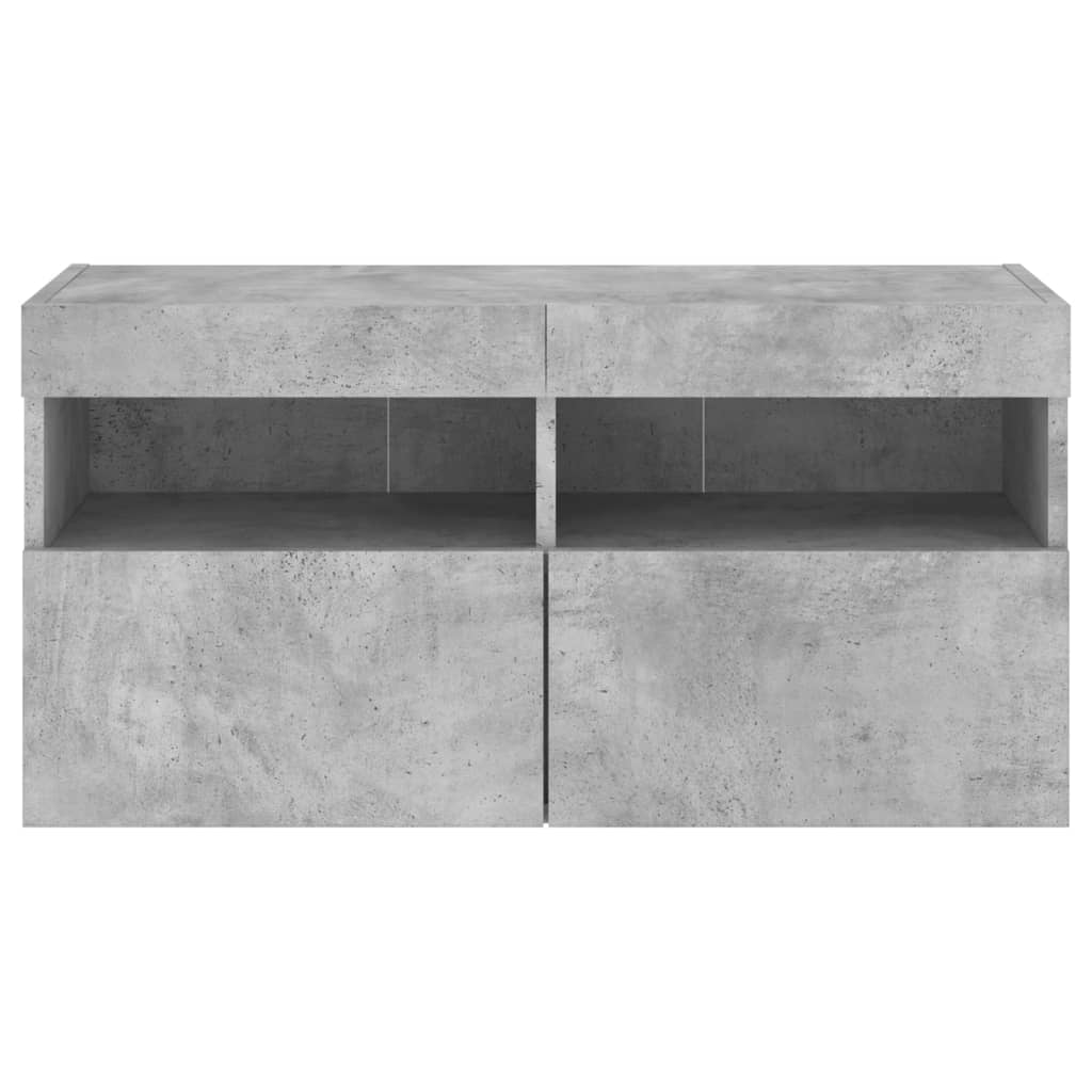 Tv-Wandmeubel Met Led-Verlichting 80X30X40 Cm Betongrijs