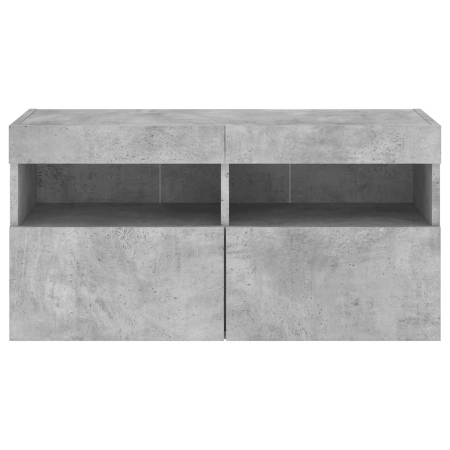 Tv-Wandmeubel Met Led-Verlichting 80X30X40 Cm Betongrijs