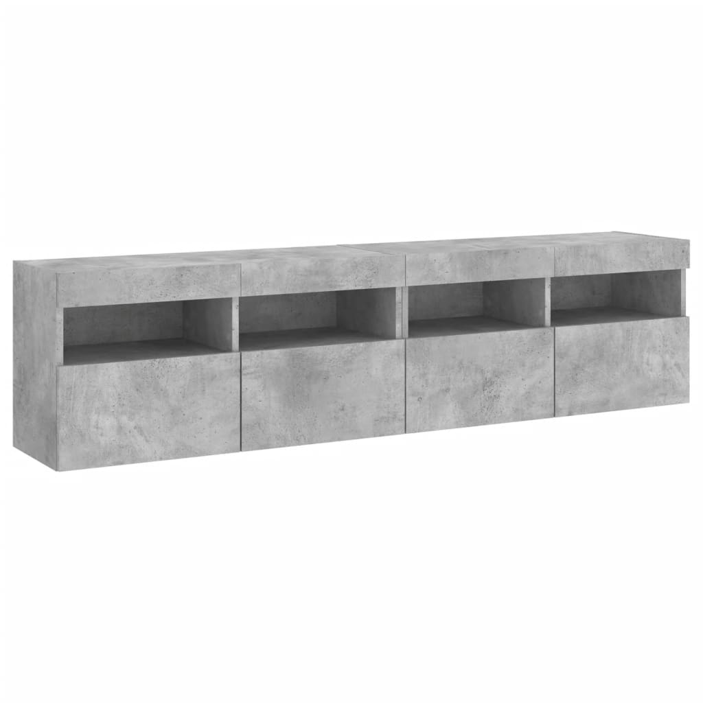 Tv-Wandmeubels Met Led 2 St 80X30X40 Cm Betongrijs