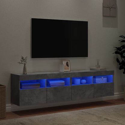 Tv-Wandmeubels Met Led 2 St 80X30X40 Cm Betongrijs