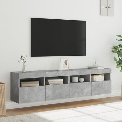 Tv-Wandmeubels Met Led 2 St 80X30X40 Cm Betongrijs