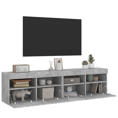Tv-Wandmeubels Met Led 2 St 80X30X40 Cm Betongrijs
