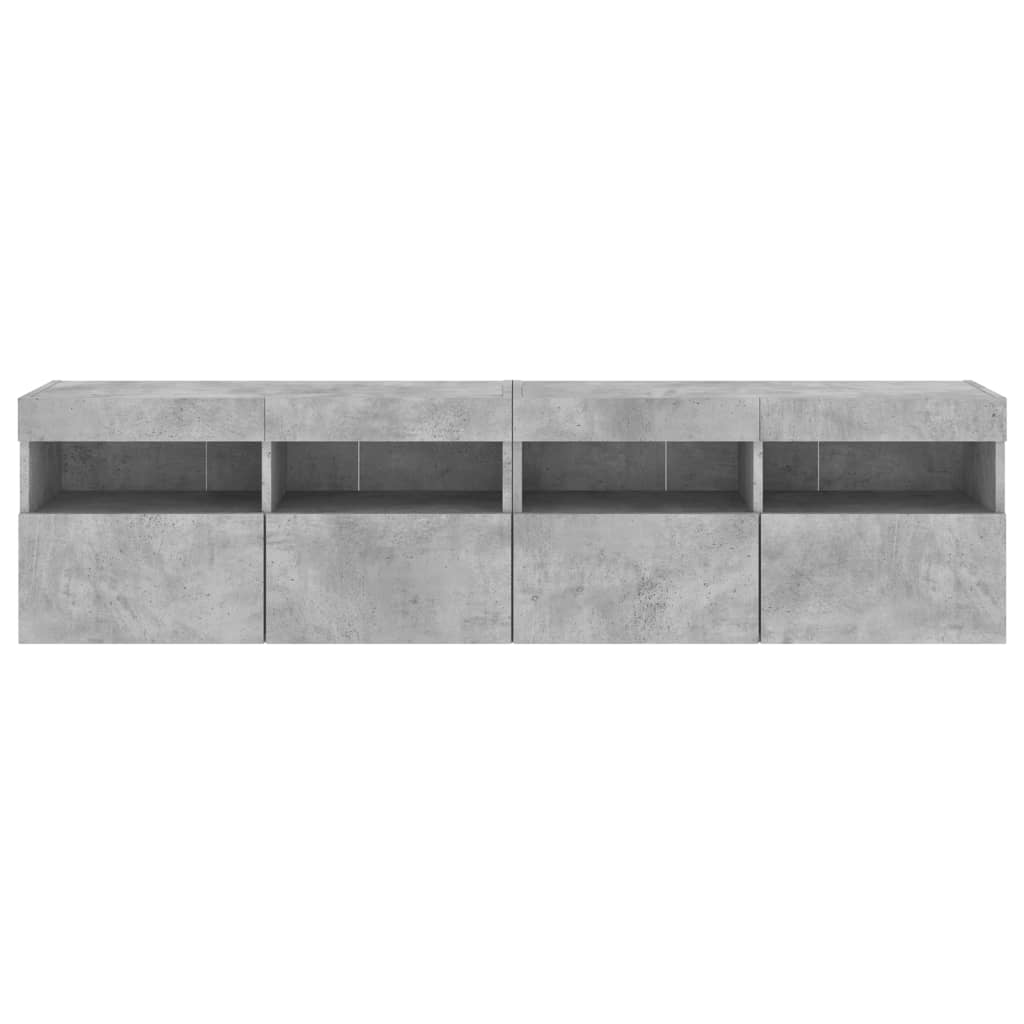 Tv-Wandmeubels Met Led 2 St 80X30X40 Cm Betongrijs