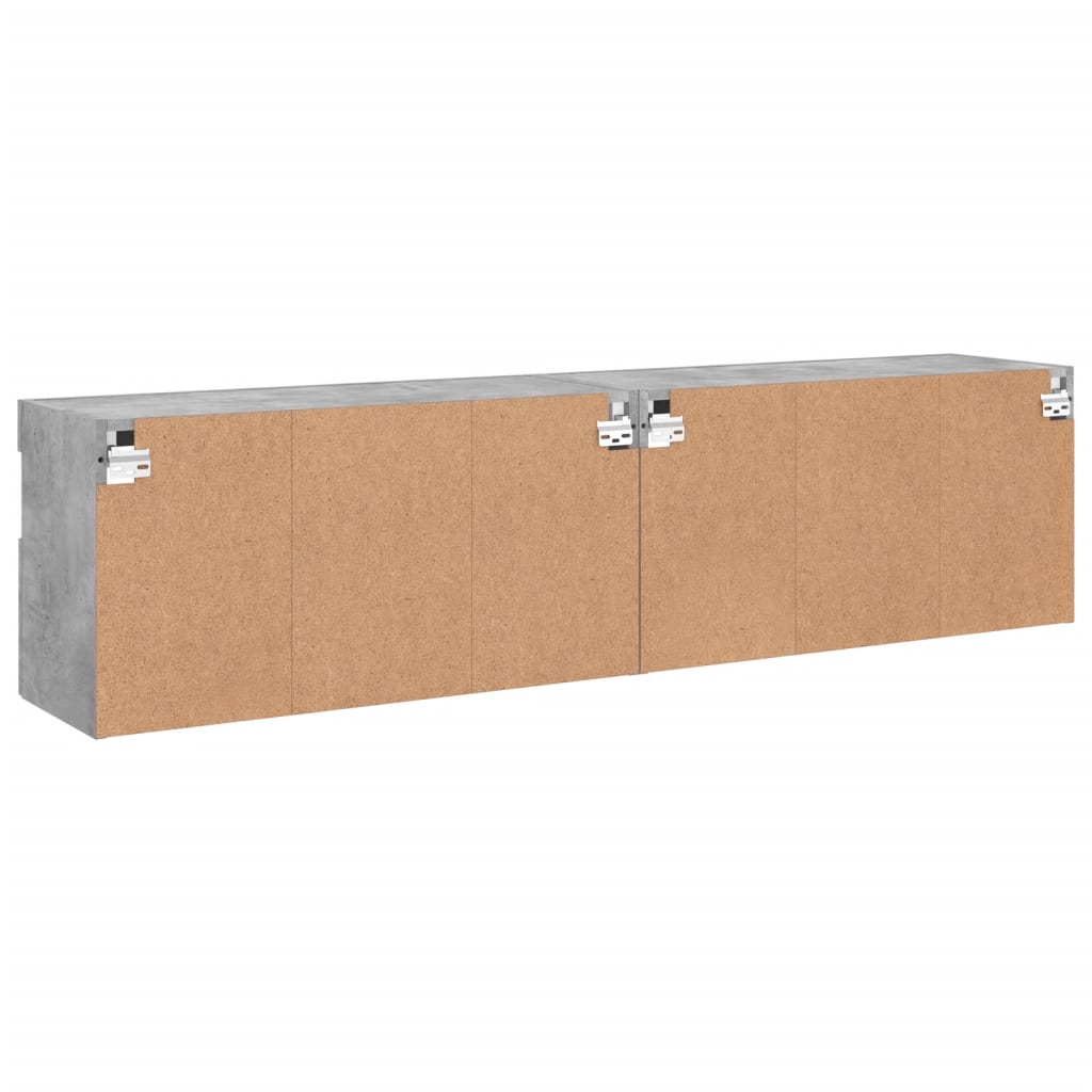 Tv-Wandmeubels Met Led 2 St 80X30X40 Cm Betongrijs