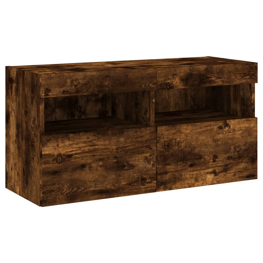 Tv-Wandmeubel Met Led-Verlichting 80X30X40 Cm Gerookt Eiken